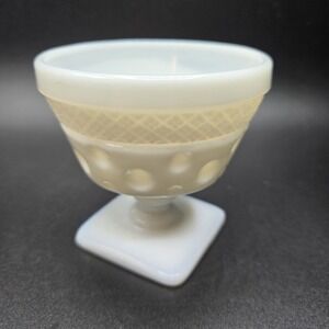 Vintage McGee Opal White Milk Glass w/ Pedestal Goblet Urn Dish Depression Glass
